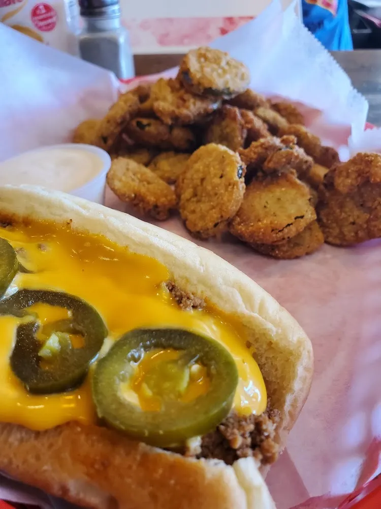 Nacho Dog and Fried Pickles